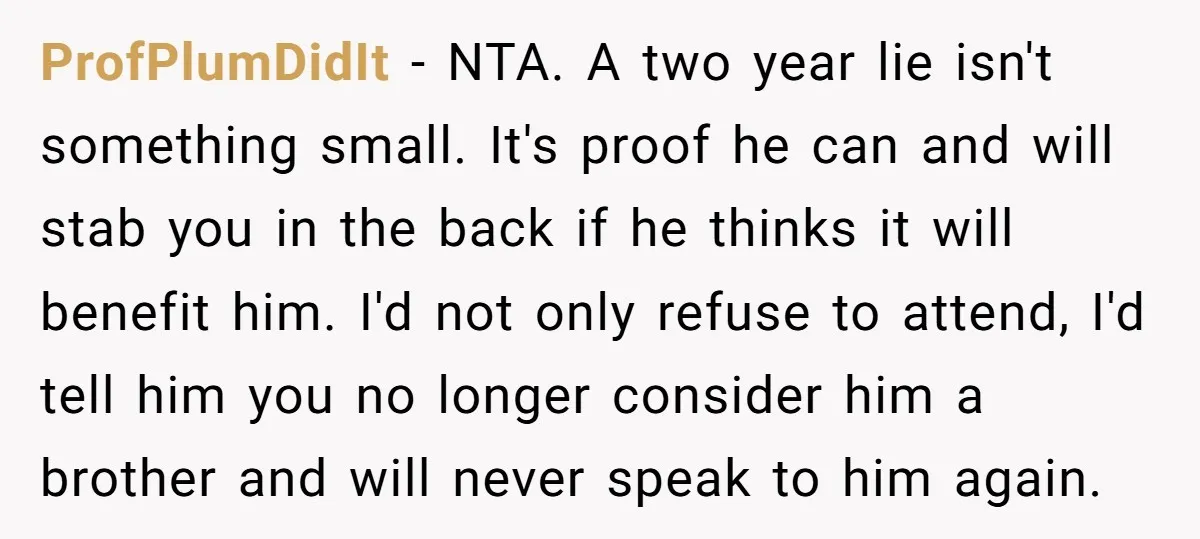 ProfPlumDidIt − NTA. A two year lie isn't something small. It's proof he can and will stab you in the back if he thinks it will benefit him. I'd not...