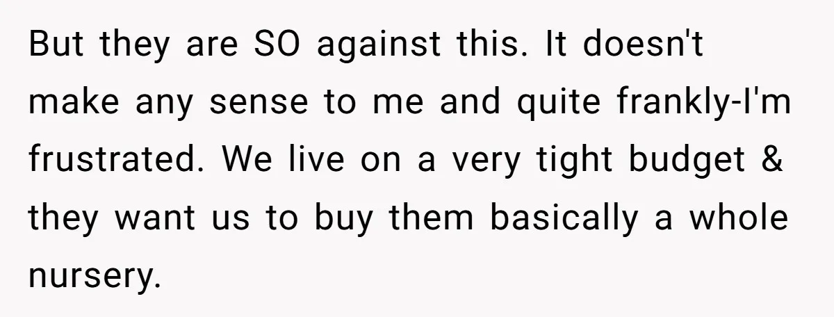 But they are SO against this. It doesn't make any sense to me and quite frankly-I'm frustrated. We live on a very tight budget & they want us to buy...