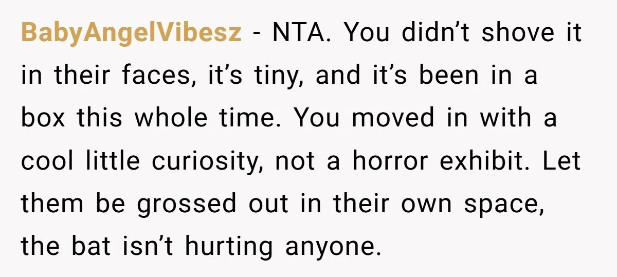 BabyAngelVibesz − NTA. You didn’t shove it in their faces, it’s tiny, and it’s been in a box this whole time. You moved in with a cool little curiosity, not...