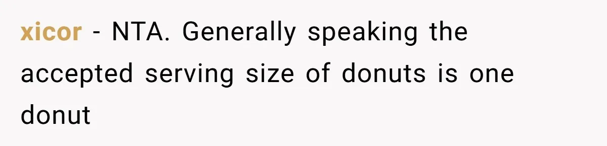 xicor − NTA. Generally speaking the accepted serving size of donuts is one donut