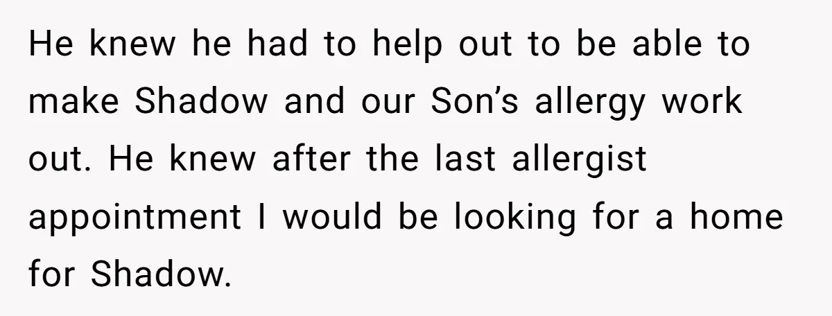 He knew he had to help out to be able to make Shadow and our Son’s allergy work out. He knew after the last allergist appointment I would be looking...