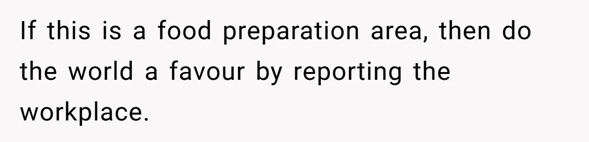 If this is a food preparation area, then do the world a favour by reporting the workplace.