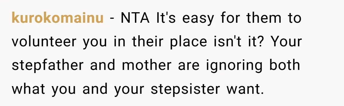 kurokomainu − NTA It's easy for them to volunteer you in their place isn't it? Your stepfather and mother are ignoring both what you and your stepsister want.