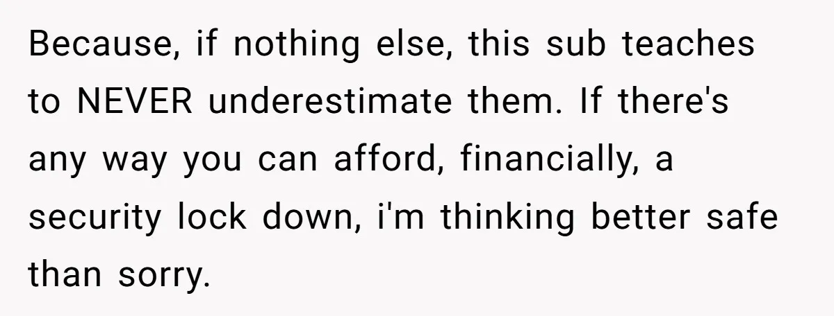 Because, if nothing else, this sub teaches to NEVER underestimate them. If there's any way you can afford, financially, a security lock down, i'm thinking better safe than sorry.
