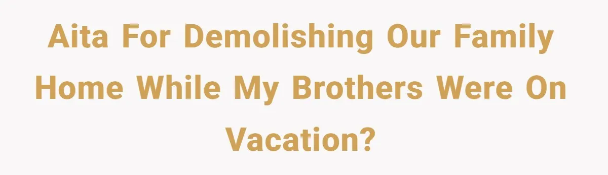 AITA for demolishing our family home while my brothers were on vacation?