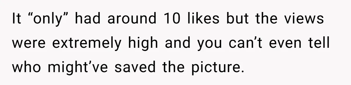 It “only” had around 10 likes but the views were extremely high and you can’t even tell who might’ve saved the picture.