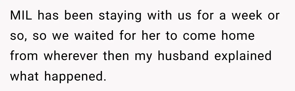 MIL has been staying with us for a week or so, so we waited for her to come home from wherever then my husband explained what happened.