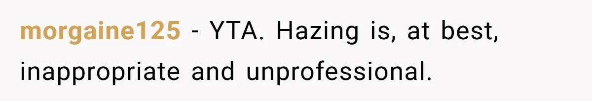 morgaine125 − YTA. Hazing is, at best, inappropriate and unprofessional.