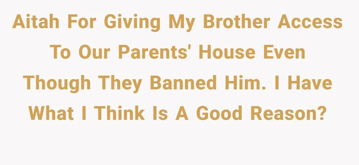 AITAH for giving my brother access to our parents' house even though they banned him. I have what I think is a good reason?