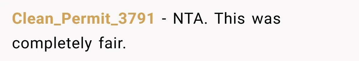 Clean_Permit_3791 − NTA. This was completely fair.