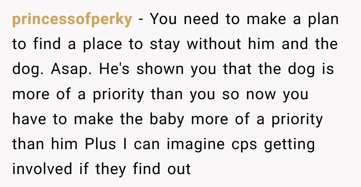 princessofperky − You need to make a plan to find a place to stay without him and the dog. Asap. He's shown you that the dog is more of a...