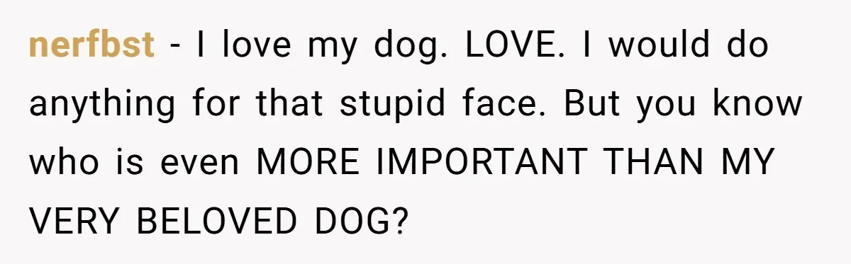 nerfbst − I love my dog. LOVE. I would do anything for that stupid face. But you know who is even MORE IMPORTANT THAN MY VERY BELOVED DOG?