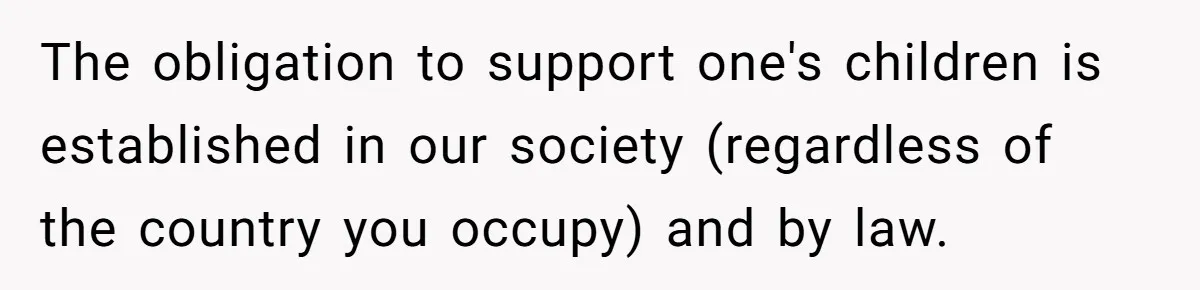 The obligation to support one's children is established in our society (regardless of the country you occupy) and by law.
