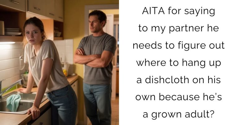 AITA for saying to my partner he needs to figure out where to hang up a dishcloth on his own because he’s a grown adult?