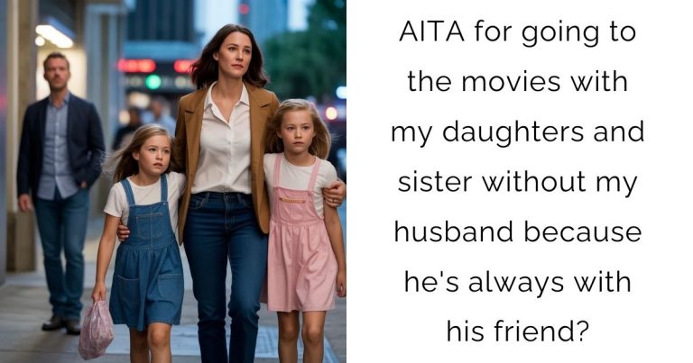AITA for going to the movies with my daughters and sister without my husband because he’s always with his friend?