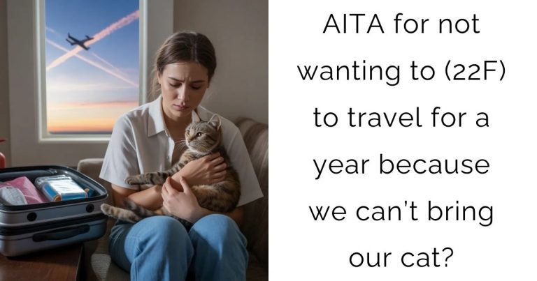 AITA for not wanting to (22F) to travel for a year because we can’t bring our cat?
