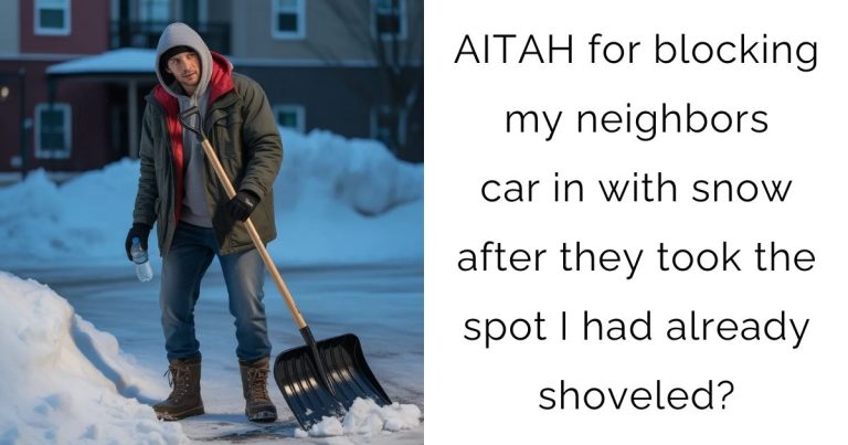 AITAH for blocking my neighbors car in with snow after they took the spot I had already shoveled?