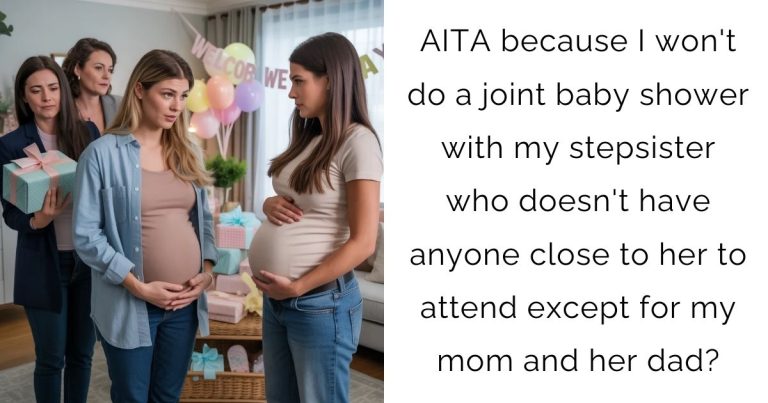 AITA because I won’t do a joint baby shower with my stepsister who doesn’t have anyone close to her to attend except for my mom and her dad?