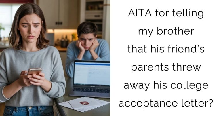 AITA for telling my brother that his friend’s parents threw away his college acceptance letter?
