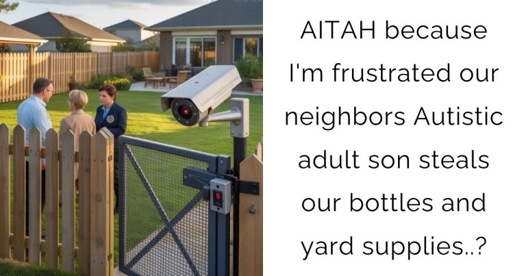 AITAH because I’m frustrated our neighbors Autistic adult son steals our bottles and yard supplies..?