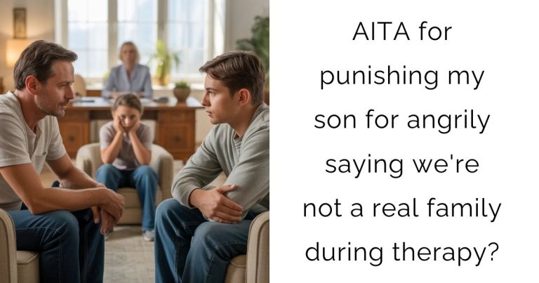 AITA for punishing my son for angrily saying we’re not a real family during therapy?