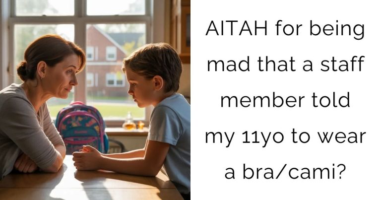 AITAH for being mad that a staff member told my 11yo to wear a bra/cami?