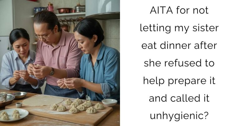 AITA for not letting my sister eat dinner after she refused to help prepare it and called it unhygienic?