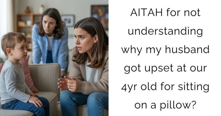 AITAH for not understanding why my husband got upset at our 4yr old for sitting on a pillow?