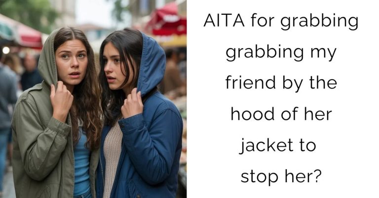 AITA for grabbing grabbing my friend by the hood of her jacket to stop her?