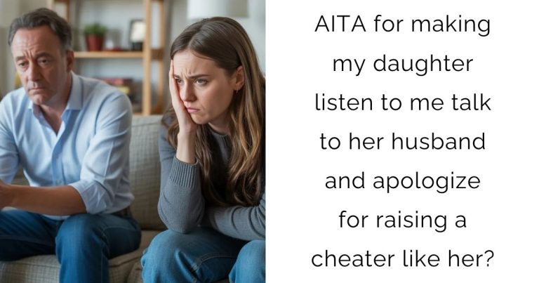 AITA for making my daughter listen to me talk to her husband and apologize for raising a cheater like her?