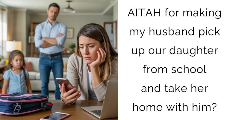 AITAH for making my husband pick up our daughter from school and take her home with him?
