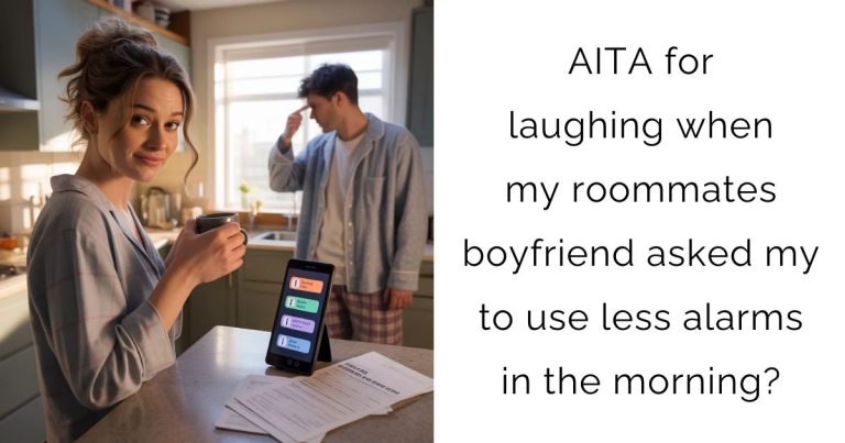 AITA for laughing when my roommates boyfriend asked my to use less alarms in the morning?