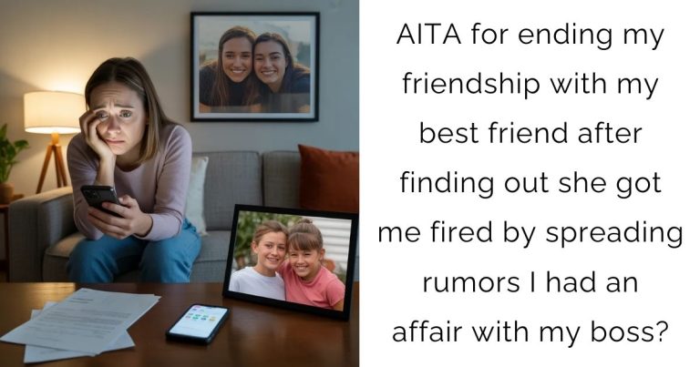 AITA for ending my friendship with my best friend after finding out she got me fired by spreading rumors I had an affair with my boss?