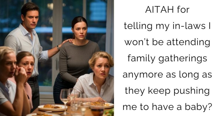 AITAH for telling my in-laws I won’t be attending family gatherings anymore as long as they keep pushing me to have a baby?