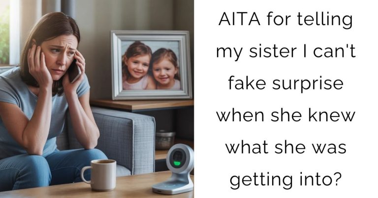AITA for telling my sister I can’t fake surprise when she knew what she was getting into?