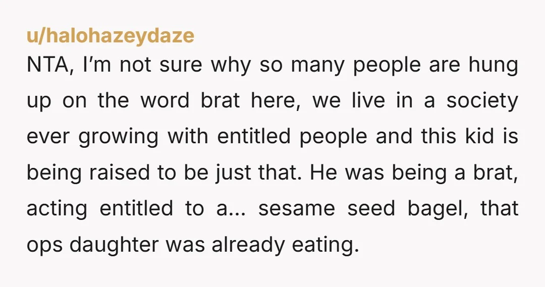NTA, I’m not sure why so many people are hung up on the word brat here, we live in a society ever growing with entitled people and this kid is...