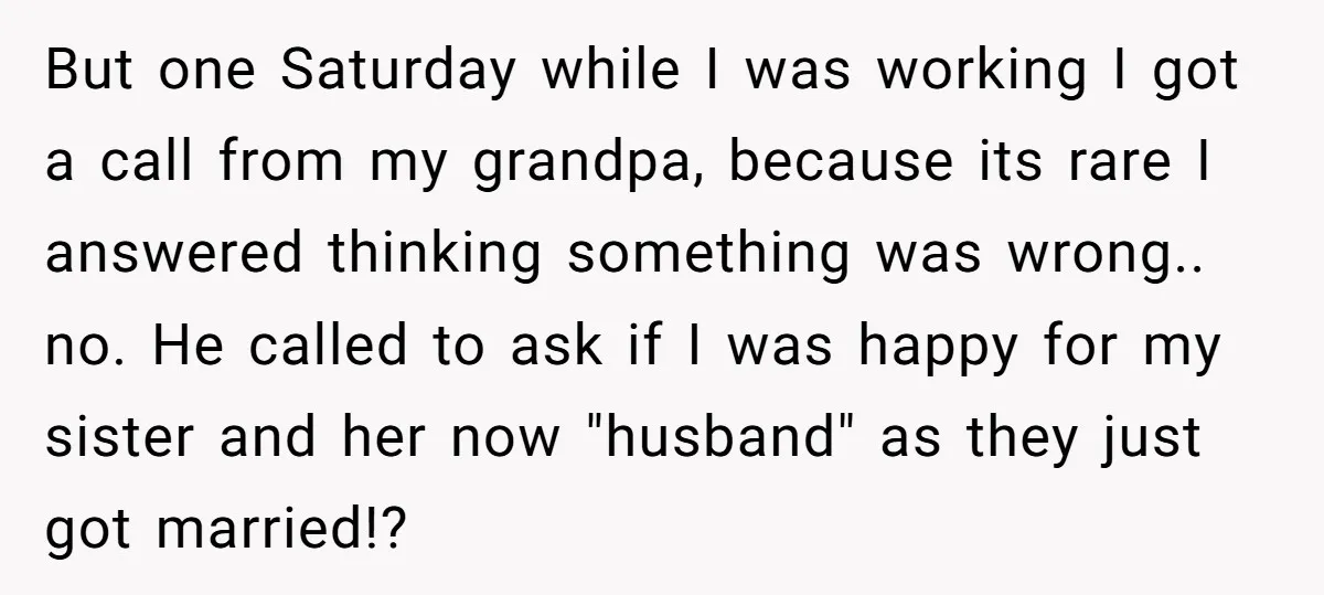 But one Saturday while I was working I got a call from my grandpa, because its rare I answered thinking something was wrong.. no. He called to ask if I...