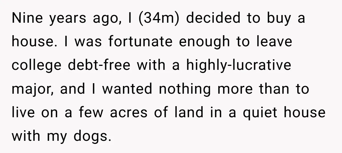 Nine years ago, I (34m) decided to buy a house. I was fortunate enough to leave college debt-free with a highly-lucrative major, and I wanted nothing more than to live...