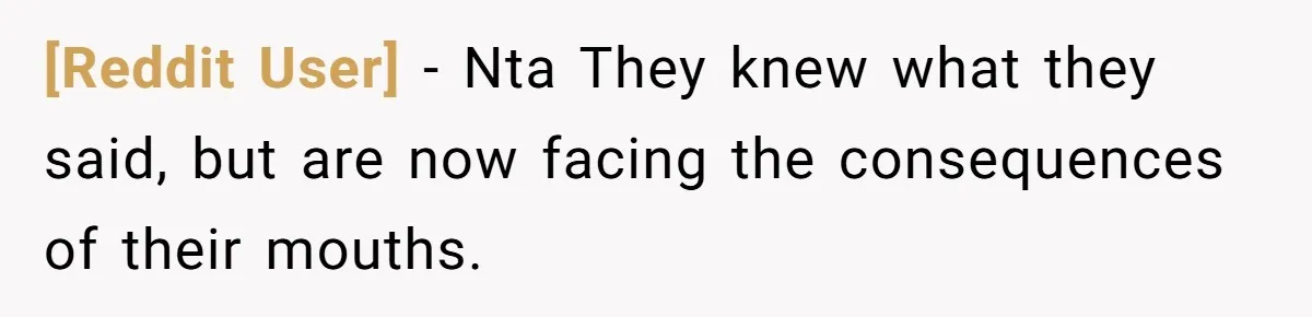 [Reddit User] − Nta They knew what they said, but are now facing the consequences of their mouths.