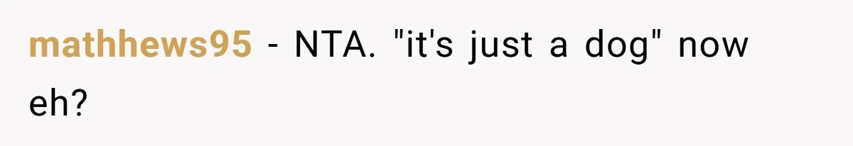 mathhews95 − NTA. "it's just a dog" now eh?