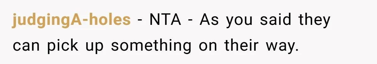judgingA-holes − NTA - As you said they can pick up something on their way.