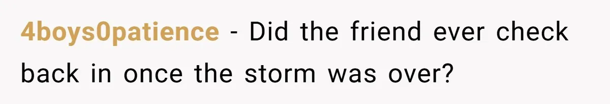 4boys0patience − Did the friend ever check back in once the storm was over?