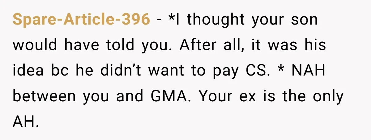 Spare-Article-396 − *I thought your son would have told you. After all, it was his idea bc he didn’t want to pay CS. * NAH between you and GMA. Your...