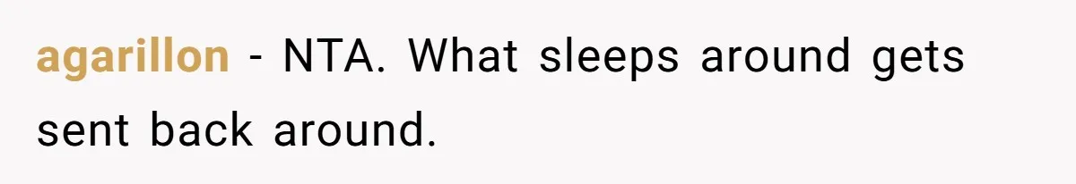 agarillon − NTA. What sleeps around gets sent back around.