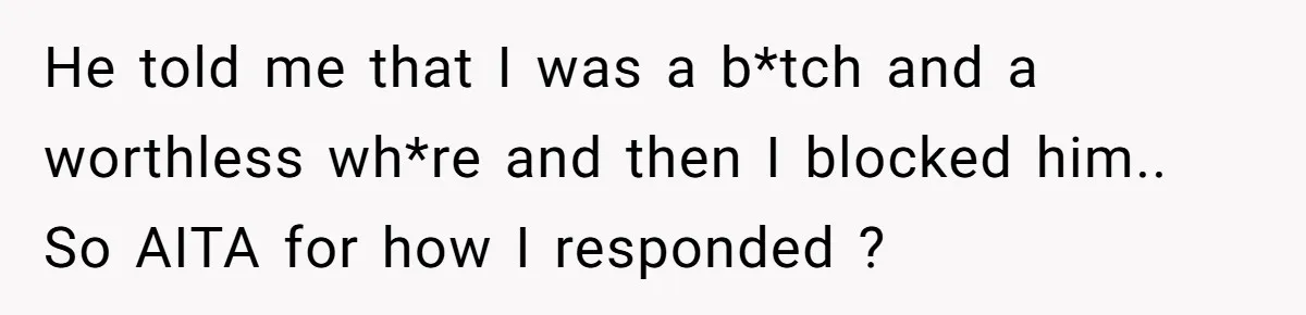 He told me that I was a b*tch and a worthless wh*re and then I blocked him.. So AITA for how I responded ?