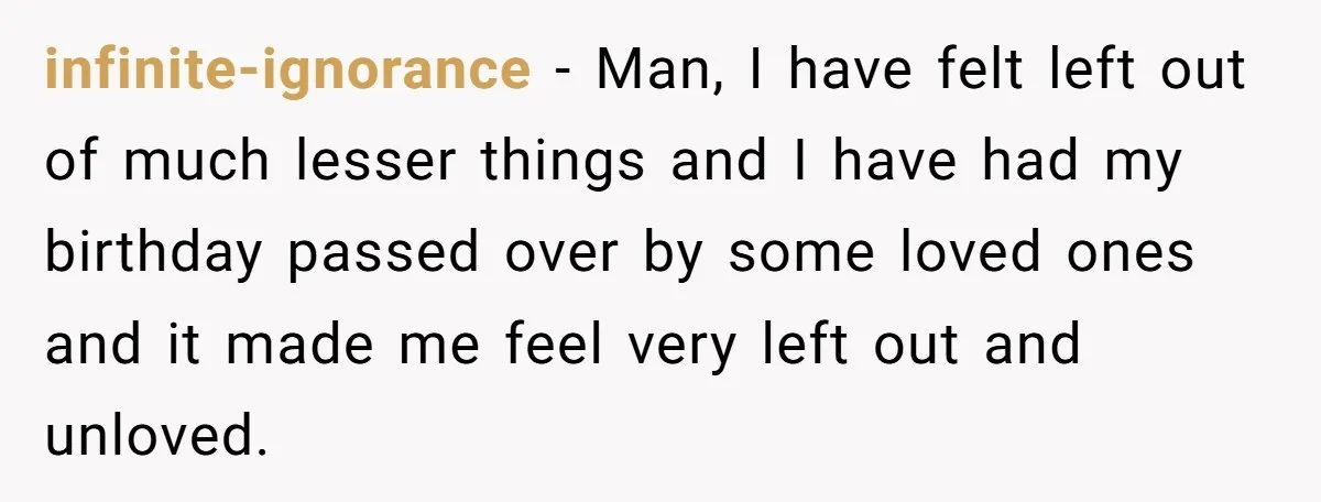 infinite-ignorance − Man, I have felt left out of much lesser things and I have had my birthday passed over by some loved ones and it made me feel very...
