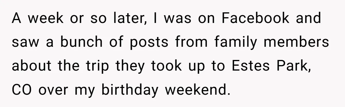 A week or so later, I was on Facebook and saw a bunch of posts from family members about the trip they took up to Estes Park, CO over my...