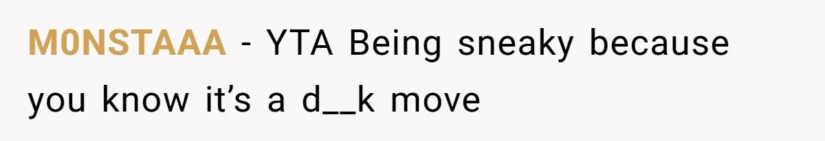 M0NSTAAA − YTA Being sneaky because you know it’s a d__k move