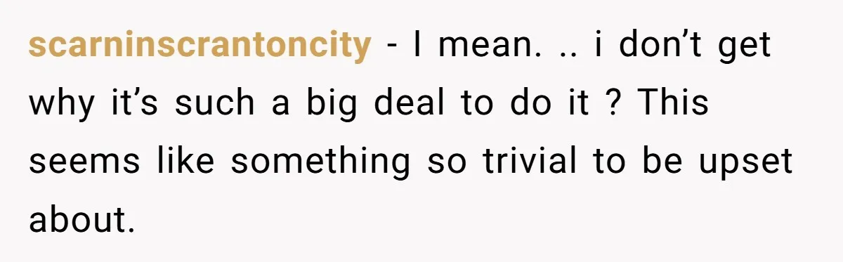 scarninscrantoncity − I mean. .. i don’t get why it’s such a big deal to do it ? This seems like something so trivial to be upset about.