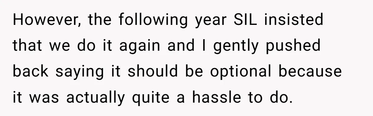 However, the following year SIL insisted that we do it again and I gently pushed back saying it should be optional because it was actually quite a hassle to do.